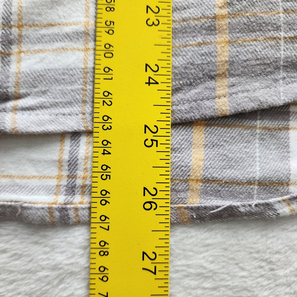 Harve Benard Plaid Button Up Womens Large Gray Ruffle Western Flannel Cottage - Picture 9 of 12